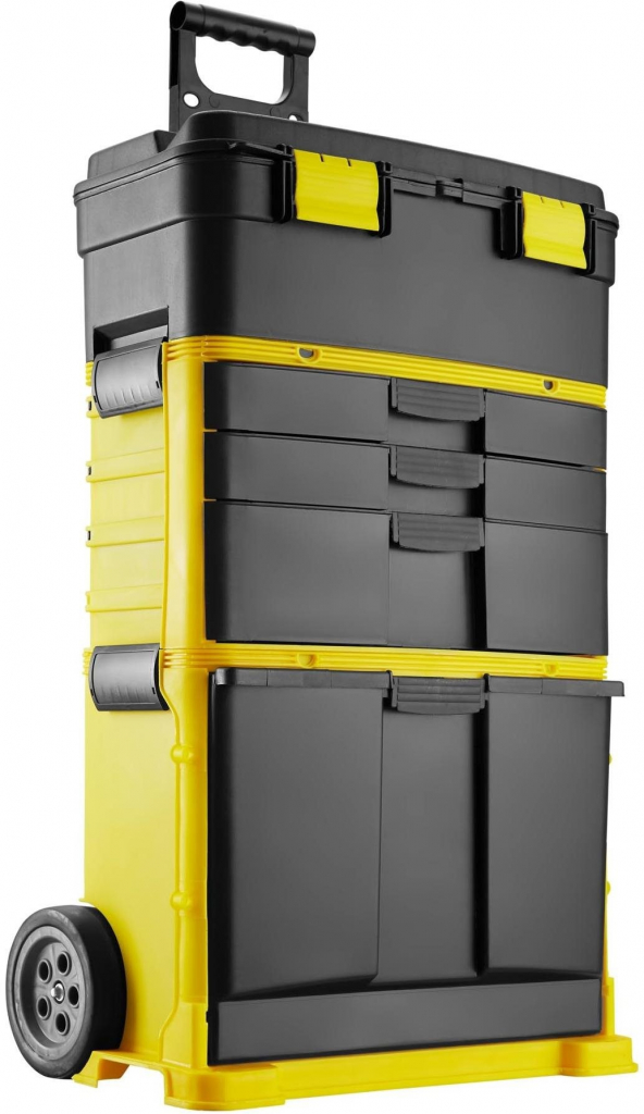 tectake 403596 pojízdný box na nářadí stipe - černá/žlutá