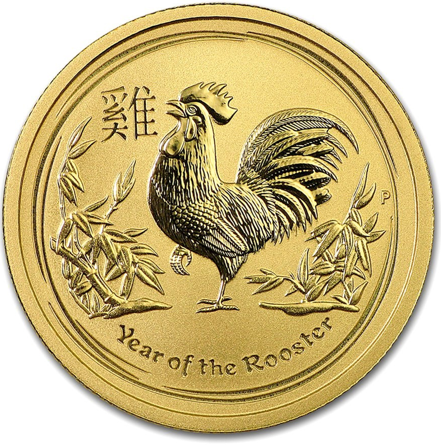 The Perth Mint zlatá mince Gold Lunární Série II Rok Kohouta 2017 1 oz