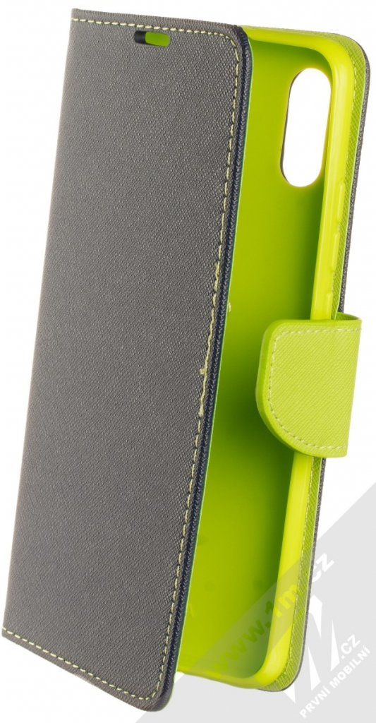 Pouzdro 1Mcz Fancy Book flipové pro Xiaomi Redmi 9A, Redmi 9AT modrá limetkově zelené blue lime