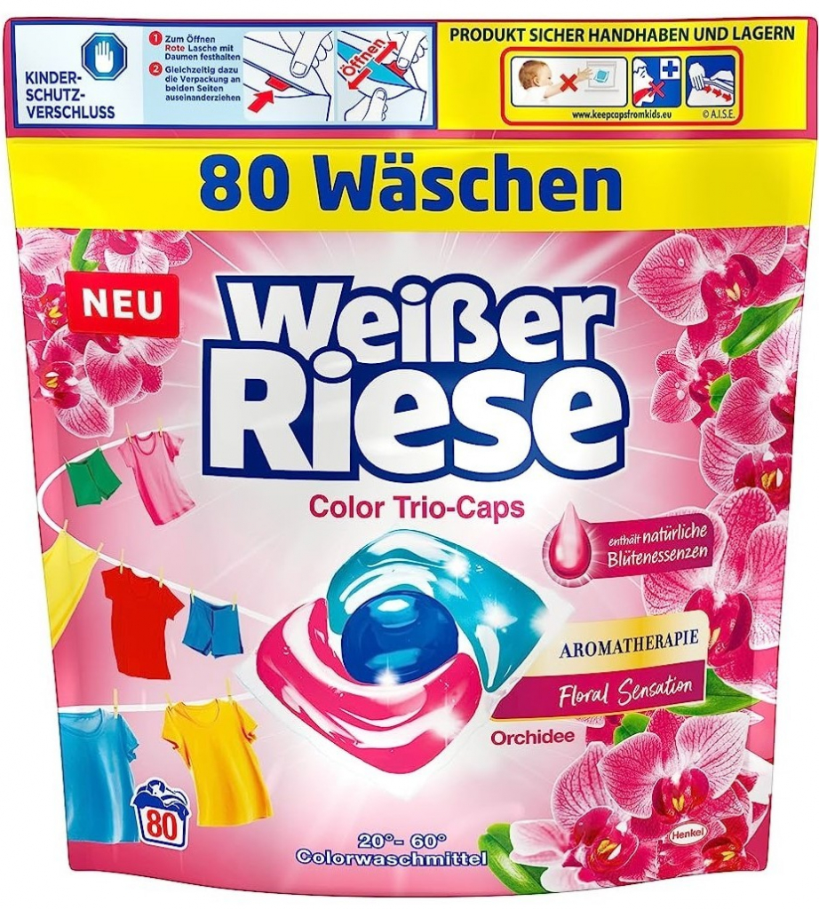 Weisser Riese Color Trio Caps Aromaterapie Orchidejový a makadamový olej kapsle 80 ks 960 g