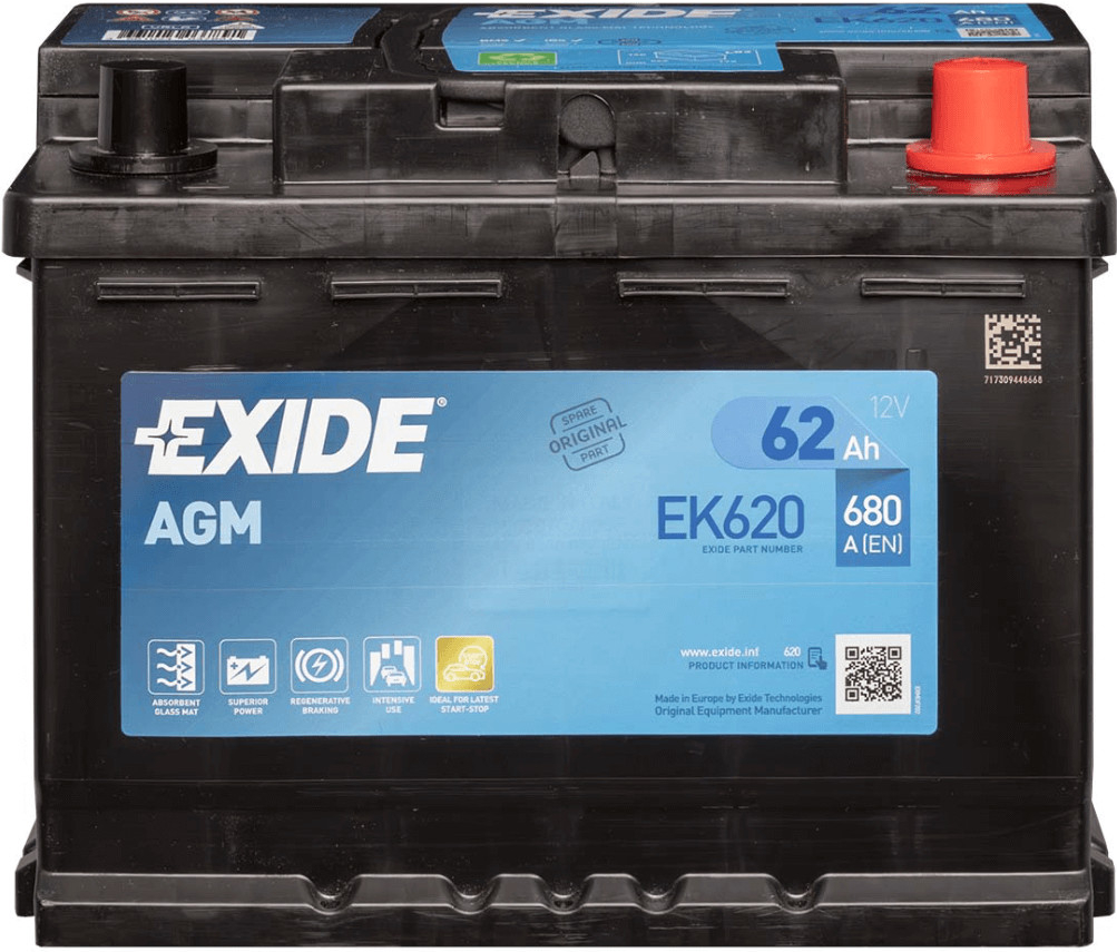 Exide AGM 12V 62Ah 680A EK620