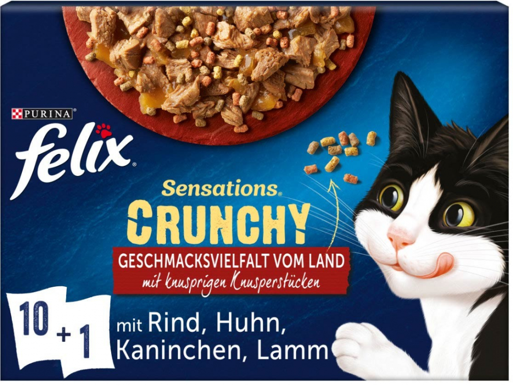 Felix Sensations Crunchy v želé s křupavými kousky výběr z venkova 10 x 85 g