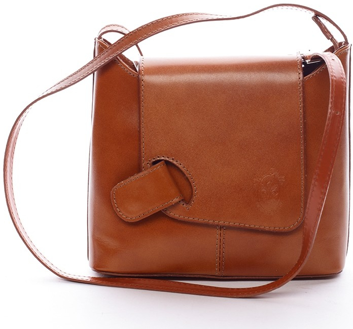 Kožená elegantní crossbody kabelka Abella dark camel