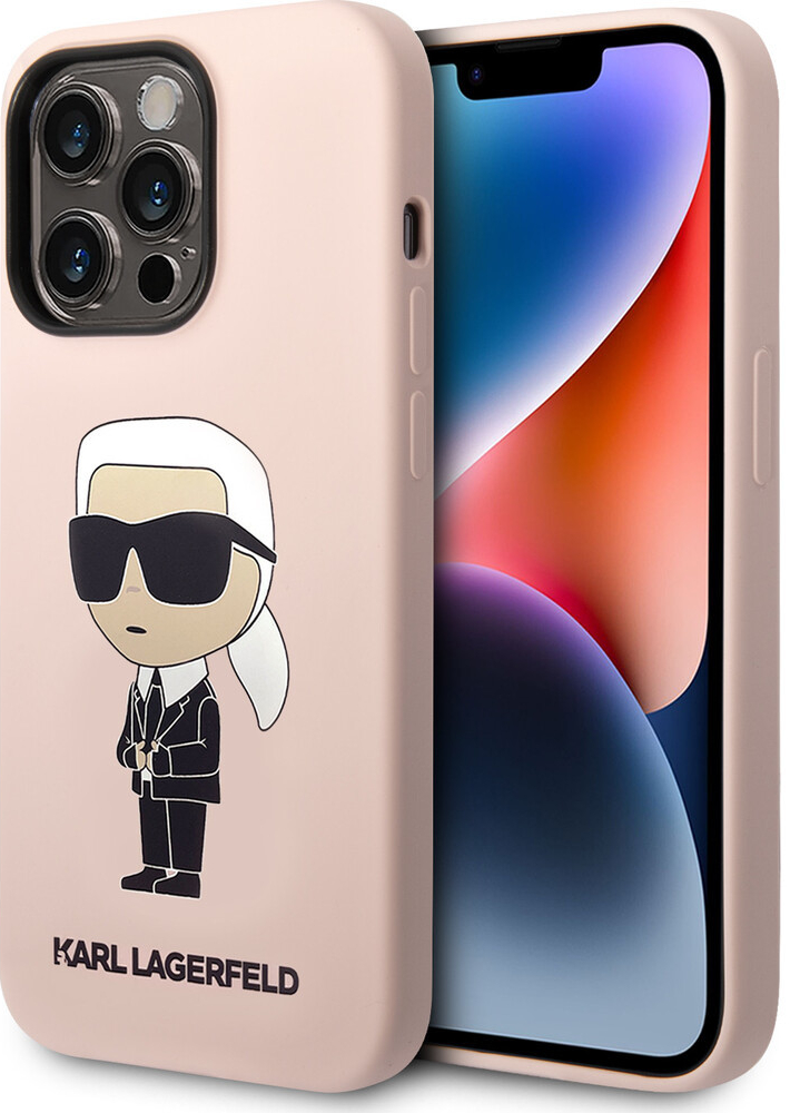Pouzdro Karl Lagerfeld Liquid Silicone Ikonik NFT iPhone 15 Pro Max růžové