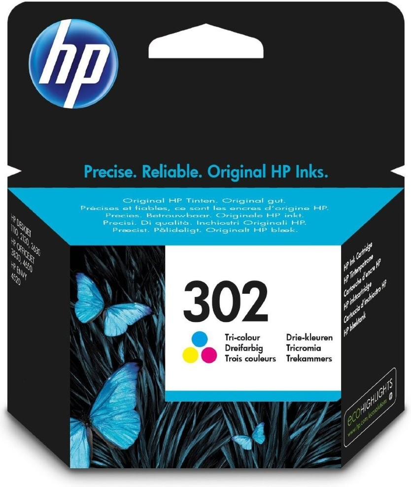 HP 302 originální inkoustová kazeta tříbarevná F6U65AE