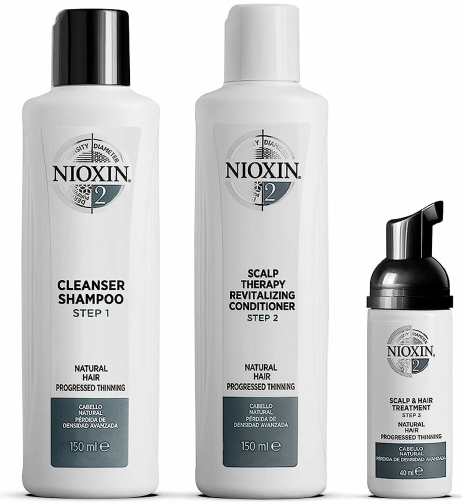Nioxin System 2 Cleanser šampon 150 ml + System 2 Cleanser šampon 150 ml + System 2 Scalp Revitaliser kondicionér 40 ml System 2 Scalp Treatment Pro jemné a chemicky neošetřené vlasy