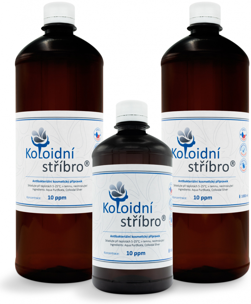 Koloidní stříbro s.r.o. Koloidní stříbro plastové lahve 2 l + 500 ml 10 ppm dárková sada