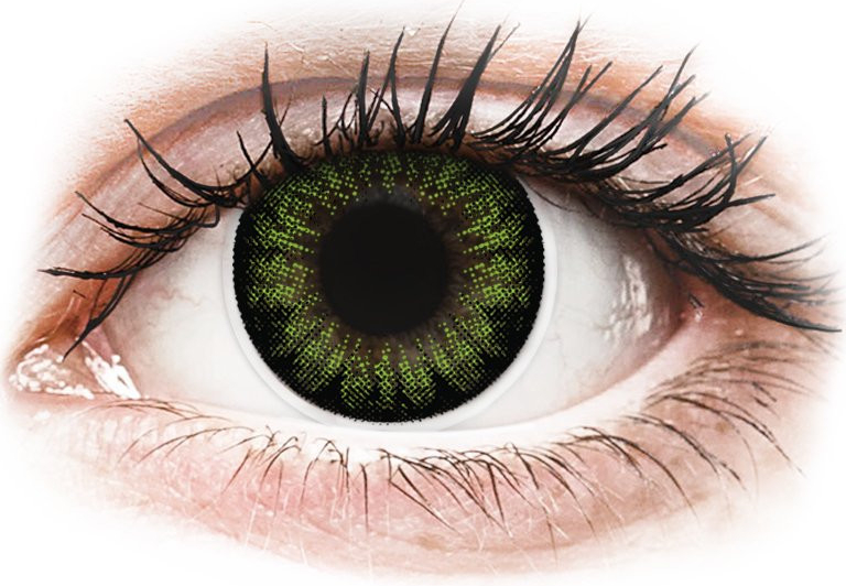 MaxVue ColorVue Big Eyes Party Green barevné tříměsíční nedioptrické 2 čočky