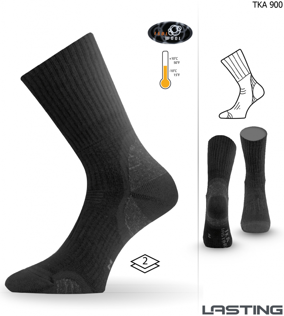 Lasting Vlněné ponožky TKA černá
