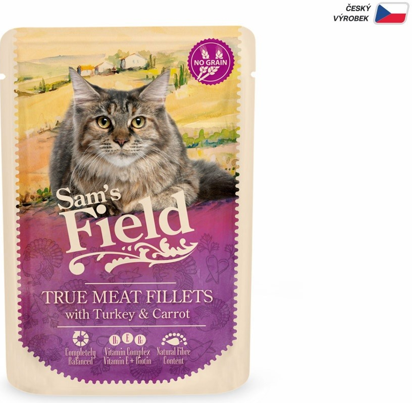 Sam\'s Field True Meat Fillets with Turkey & Carrot pro kočky 85 g