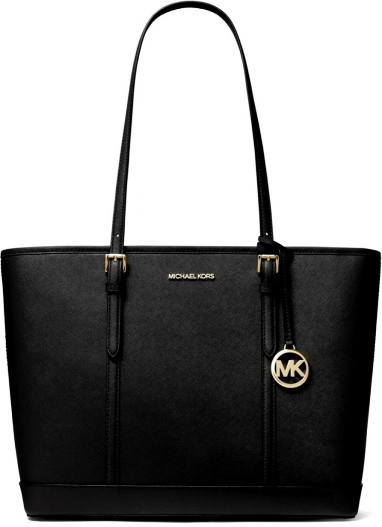 Michael Kors Černá kožená kabelka Jet Set lg tote gold black