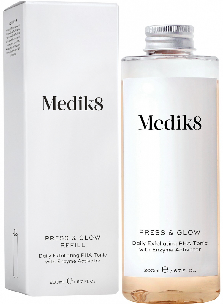 MEDIK8 Press & Glow Refill Exfoliační PHA tonikum náhradní náplň 200 ml