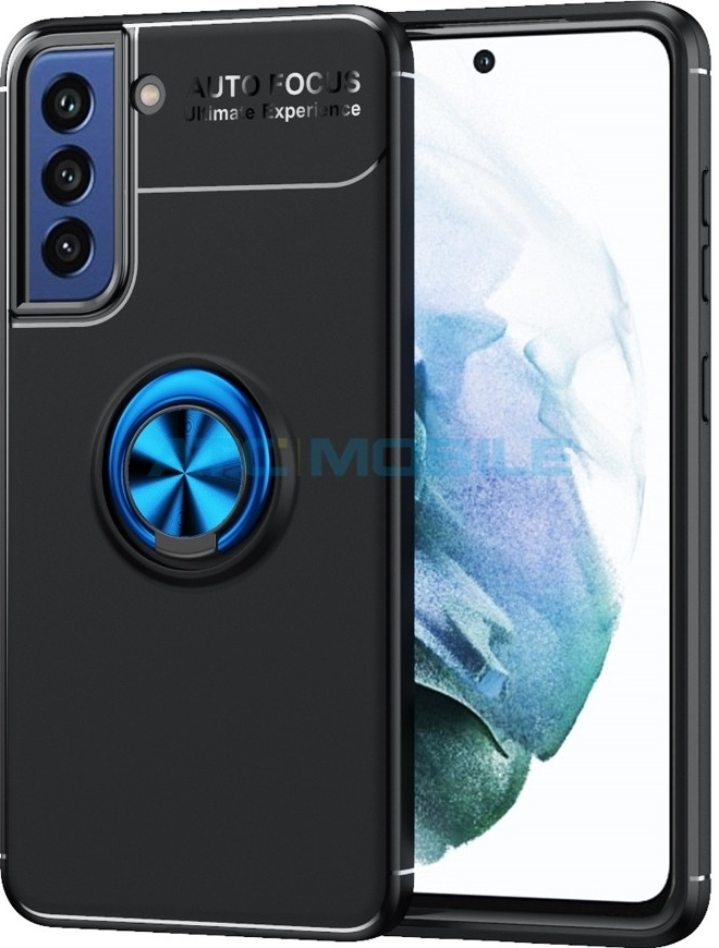 Pouzdro Shockproof Samsung Galaxy S21 FE 5G SM-G990 černé/modré s kroužkem