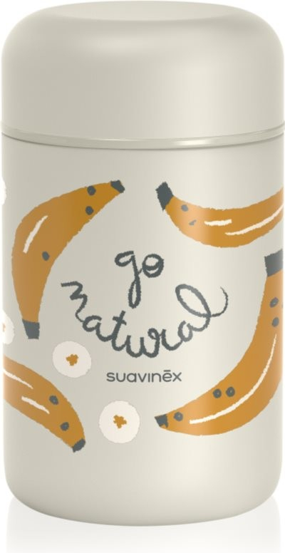 Suavinex Termoska na příkrmy Go Natural Banánová šedá 400 ml