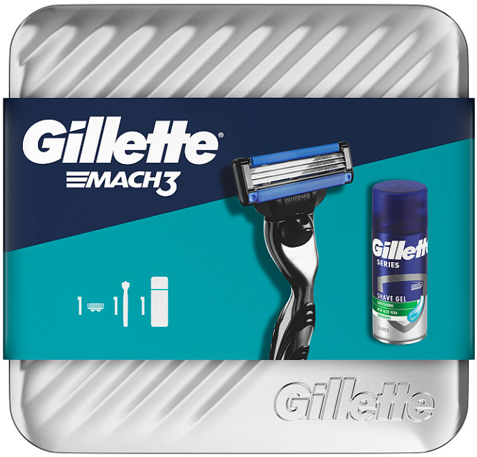 Gillette Dárková sada: Mach3 holicí strojek + gel Series 75 ml + Krabička