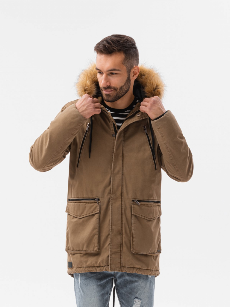 Ombre Clothing pánská zimní bunda Notker C512 béžová