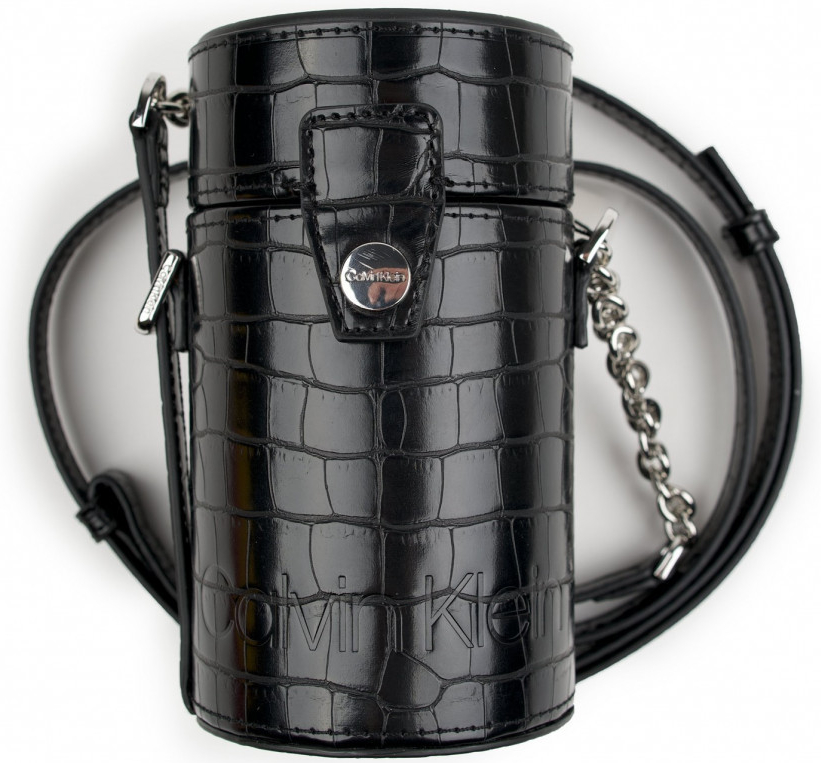 Calvin Klein malá kabelka Drum Cylinder crossbody Croc černá