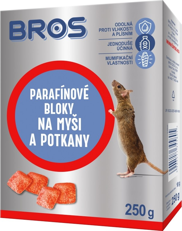BROS parafínové bloky na myši, krysy a potkany 250 g