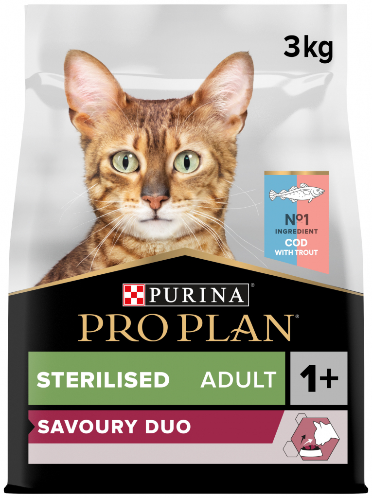 Pro Plan Cat Adult Sterilised Savoury Duo treska & pstruh 3 kg