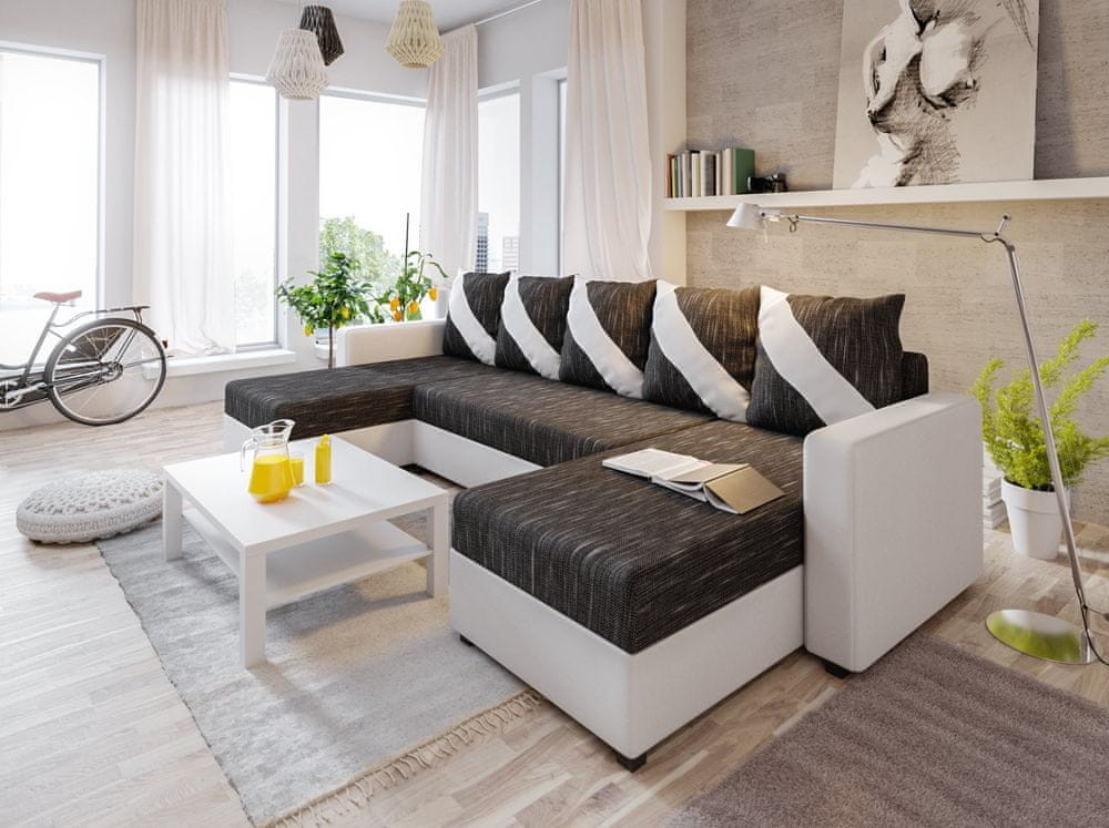 Nejlevnější nábytek Astana U černá / bílá ekokůže