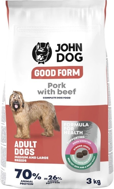 John Dog Good Form střední a velká plemena Vepřové a hovězí maso 3 kg
