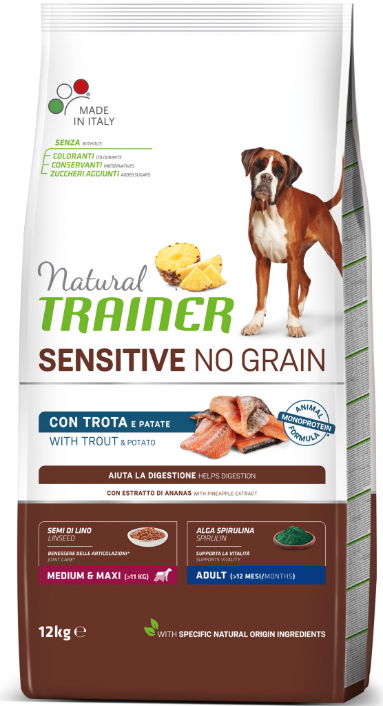Trainer Natural Sensitive dog NO GRAIN M/M pstruh 12 kg