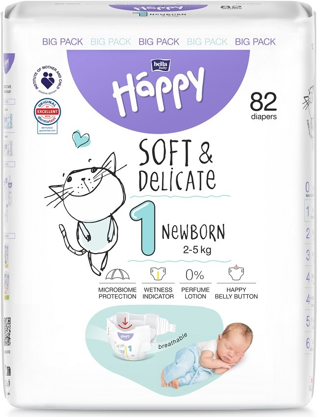 Bella Baby Happy Soft&Delicate 1 Newborn 2–5 kg 82 ks