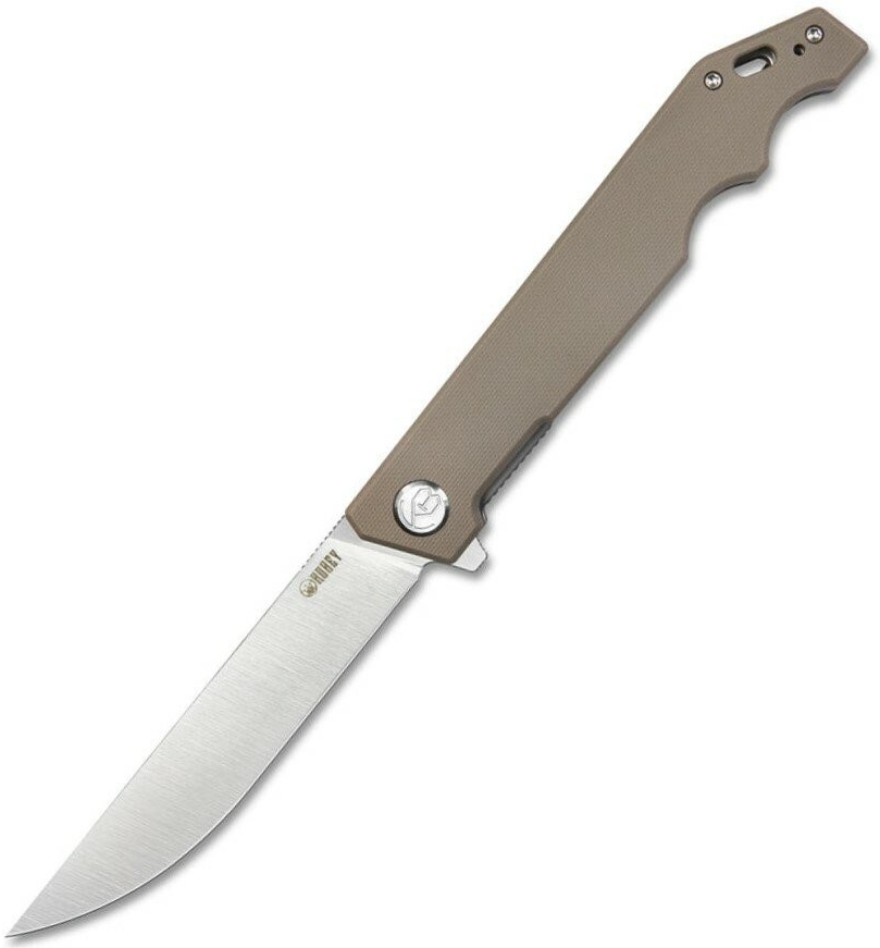 KUBEY Pylades AUS-10 Blade, Tan Handle KU253E