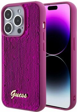 GUESS Sequin Script Logo Apple iPhone 15 Pro Max Magenta