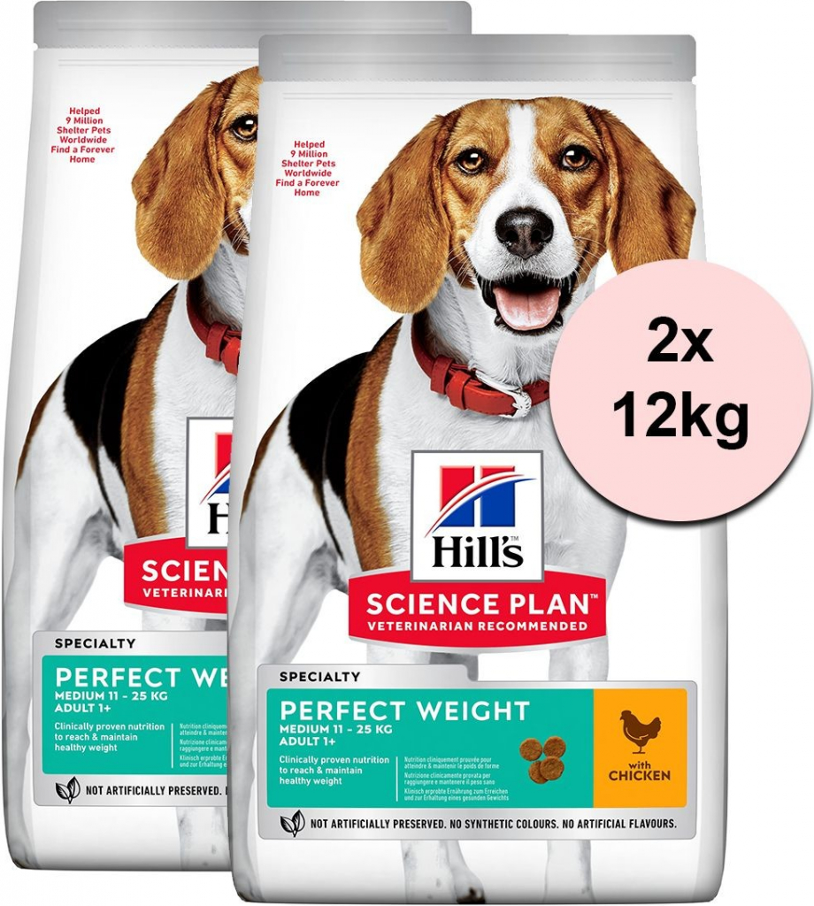 Hill’s Science Plan Adult Perfect Weight Medium Chicken 2 x 12 kg