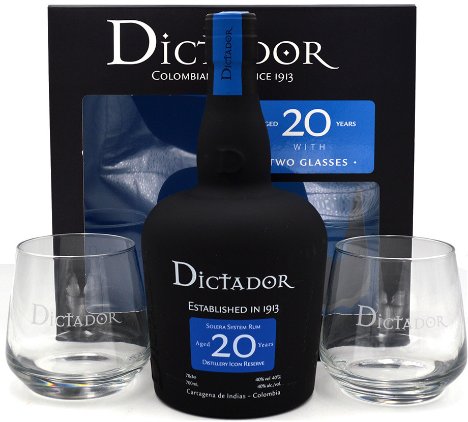 Dictador 20y 40% 0,7 l (dárkové balení 2 sklenice)