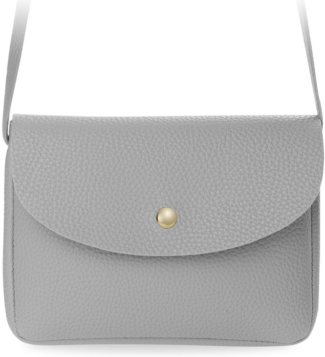 Klasická dámská kabelka listonoška s klopou na rameno šedý