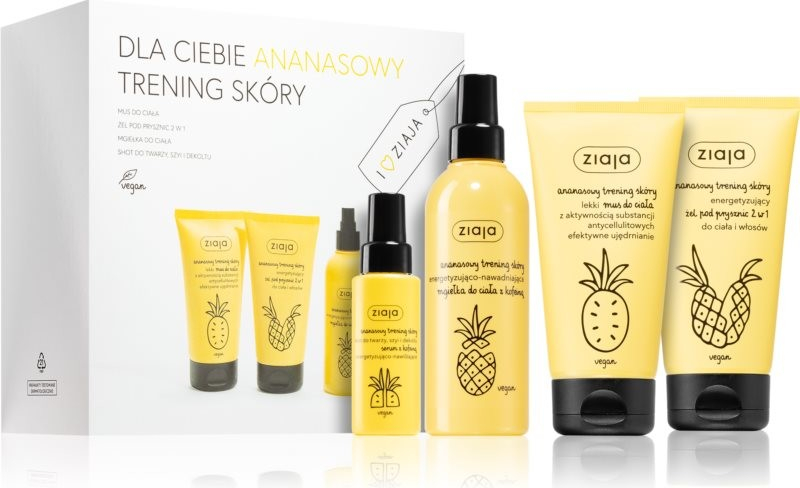 Ziaja Pineapple tělový sprej Pineapple 200 ml + tělová pěna Pineapple 160 ml + sprchový gel Pineapple 160 ml + kofeinové sérum Pineapple 50 ml dárková sada