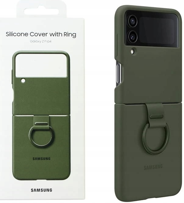Samsung Galaxy Z Flip4 Silikonové kryt s držákem na prst khaki EF-PF721TGEGWW