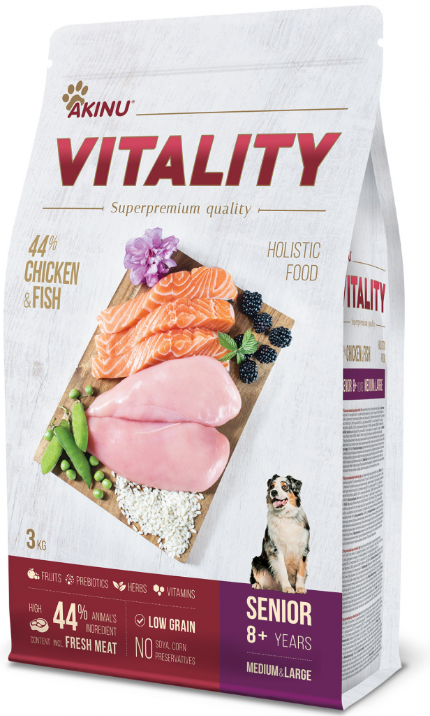 Akinu Vitality dog senior medium/large chicken & fish 3 kg