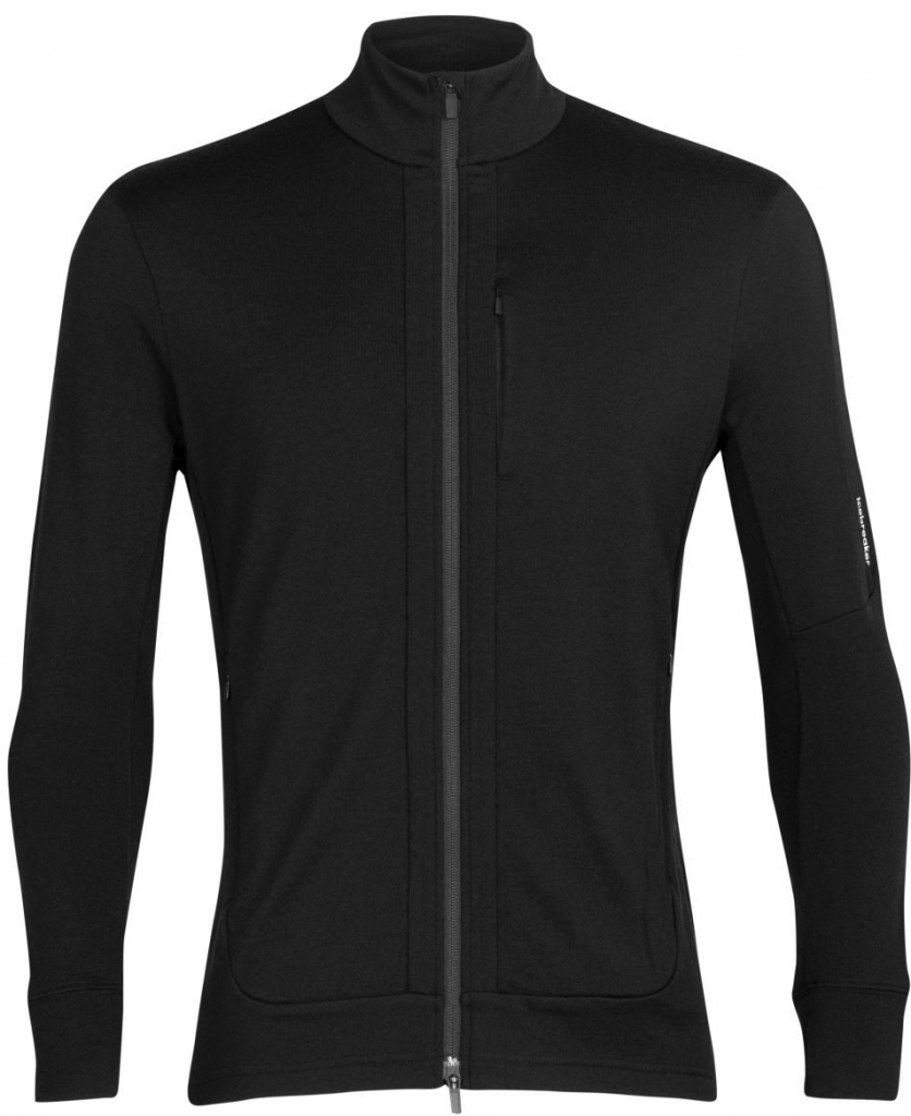 merino mikina s kapucí, zip ICEBREAKER Mens Quantum III LS Zip Black