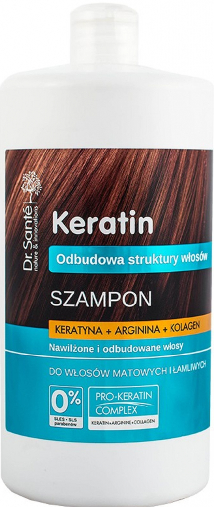 Dr. Santé Keratin regenerační a hydratační šampon pro křehké vlasy bez lesku Keratin Arginine and Collagen 1000 ml