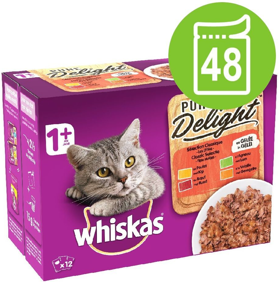 Whiskas 1+ Adult Pure Delight drůbeží výběr v želé 48 x 85 g