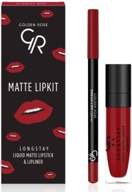 GR Matte LipKit Scarlet Red tekutá matná rtěnka N18 5,5 ml + tužka na rty N527 1,6 g