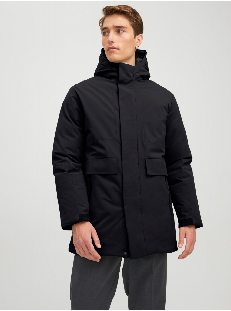 Jack & Jones pánská zimní bunda s kapucí černá