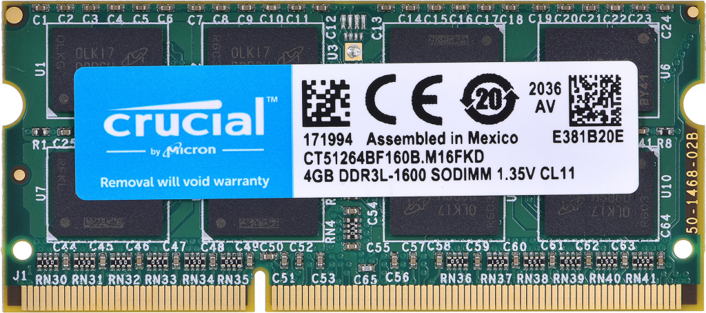 Crucial SODIMM DDR3 4GB 1600MHz CL11 CT51264BF160B