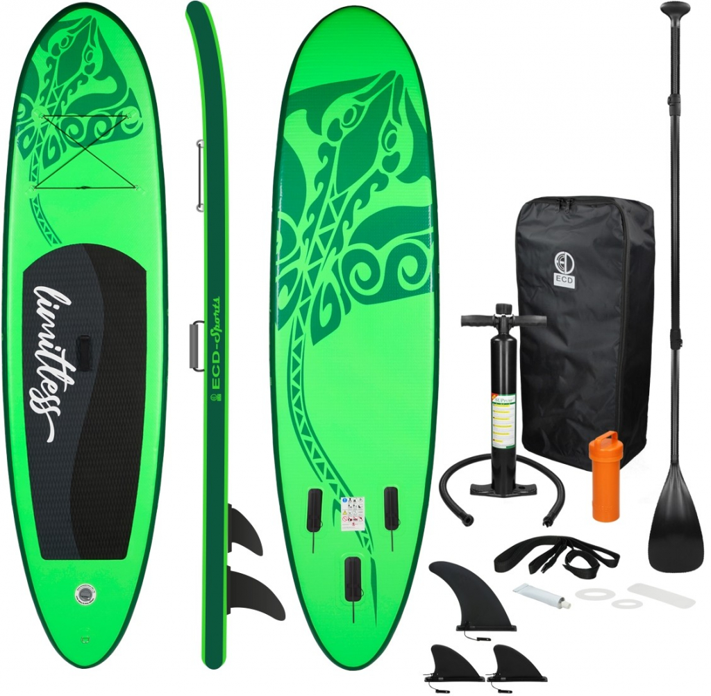 Paddleboard ECD Germany Stand Up Paddle Board Limitless 308x76x10 cm Zelené