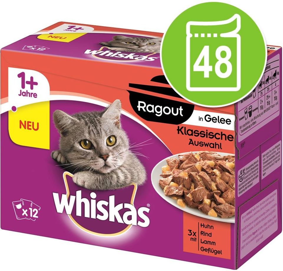 Whiskas 1+ Ragout drůbeží výběr jelly 48 x 85 g