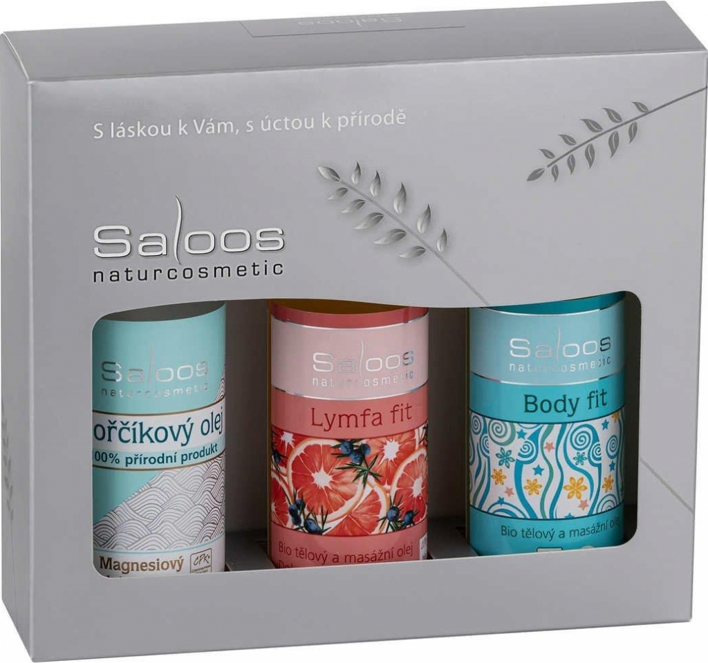 Saloos Hořčík tělový olej 50 ml + masážní olej Lymfa 50 ml + masážní olej Body fit 50 ml dárková sada