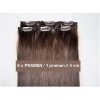 6 x Pramen clip-in vlasy - Tmavě hnědá (100 % lidské vlasy k v)