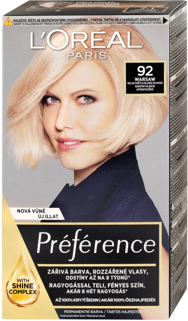 L\'Oréal Féria Preférence 92 velmi světlá blond duhová