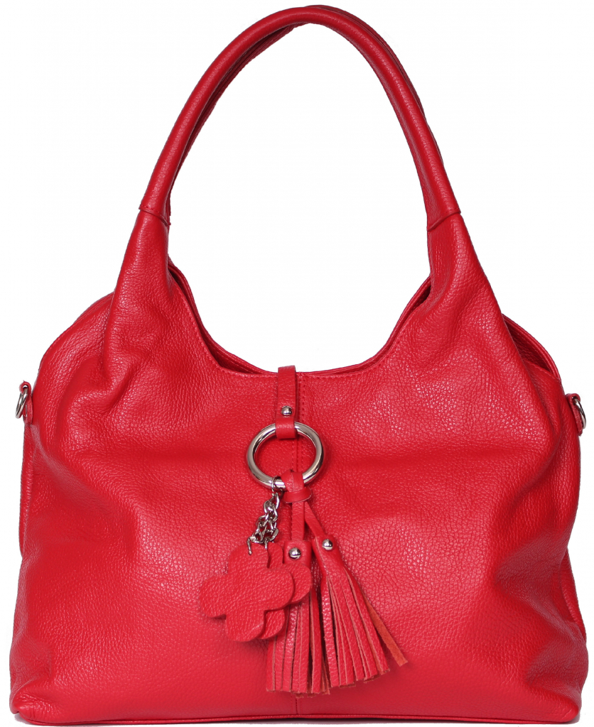 Borse In Pelle luxusní dámská kožená kabelka 00038 červená