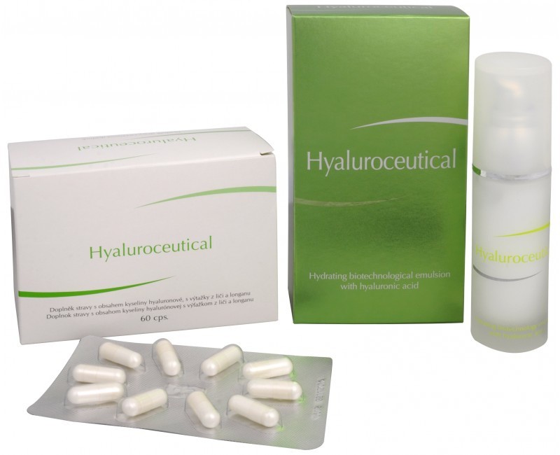 HerbPharma Hyaluroceutical hydratační biotechnologická emulze 30 ml + Hyaluroceutical 60 kapslí dárková sada