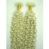Keratin, 51 cm, blond (613), 100 pramenů, kudrnaté, lidské vlasy