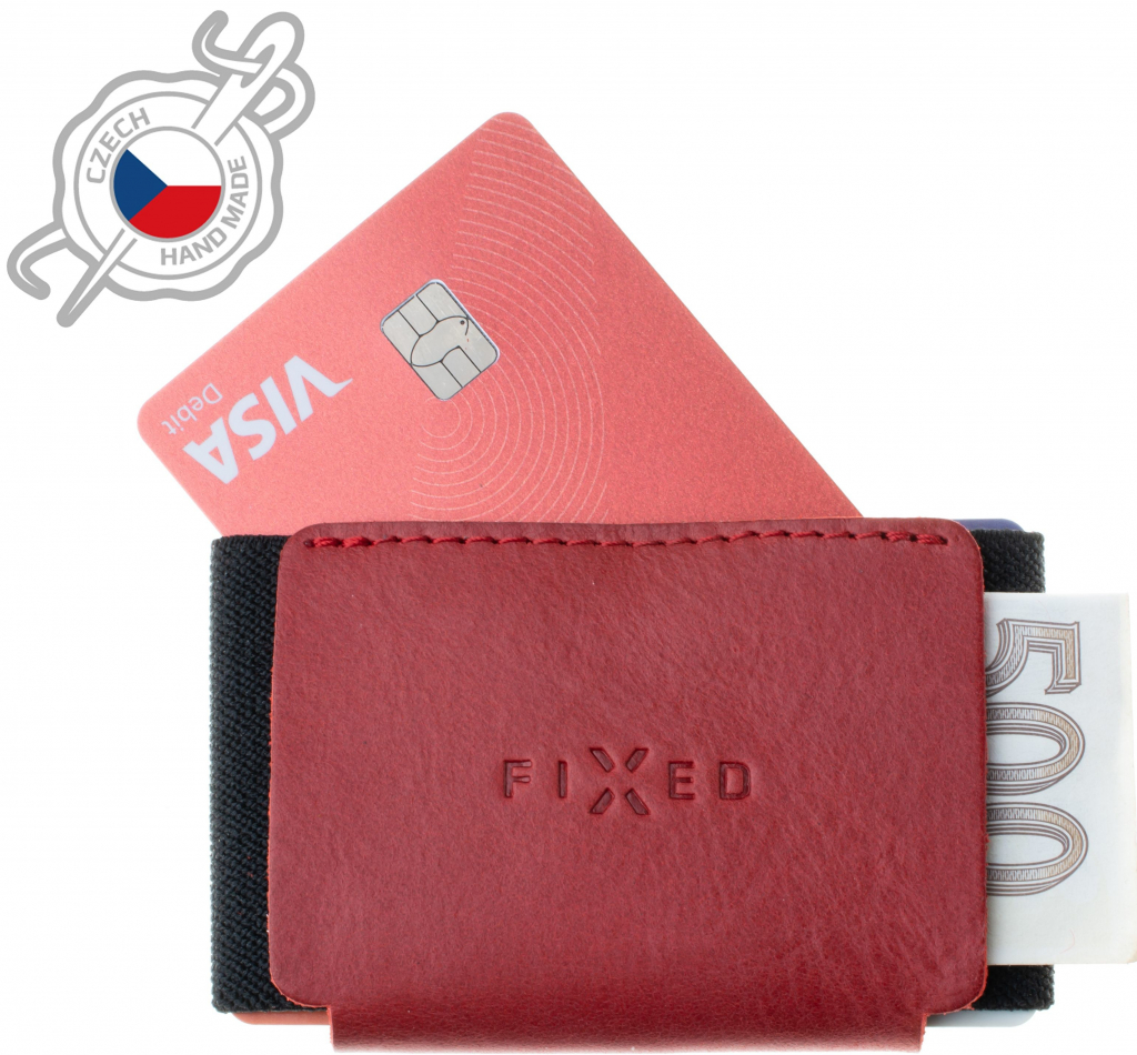 Fixed Kožená Tiny Wallet for AirTag z pravé hovězí kůže červená FIXWAT-STN2-RD